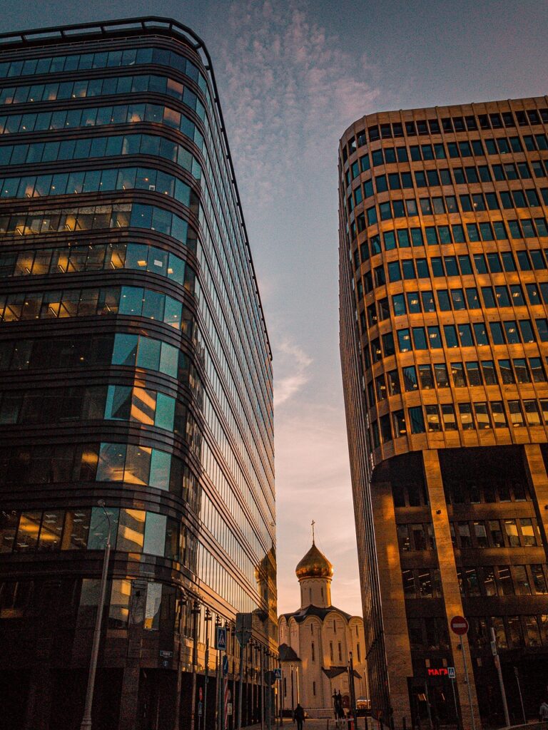 moscow, building, russia, city, architecture, megalopolis, business, skyscrapers, office, tower, lights, glass, evening, street, moscow, russia, business, business, business, business, business, office, office, office